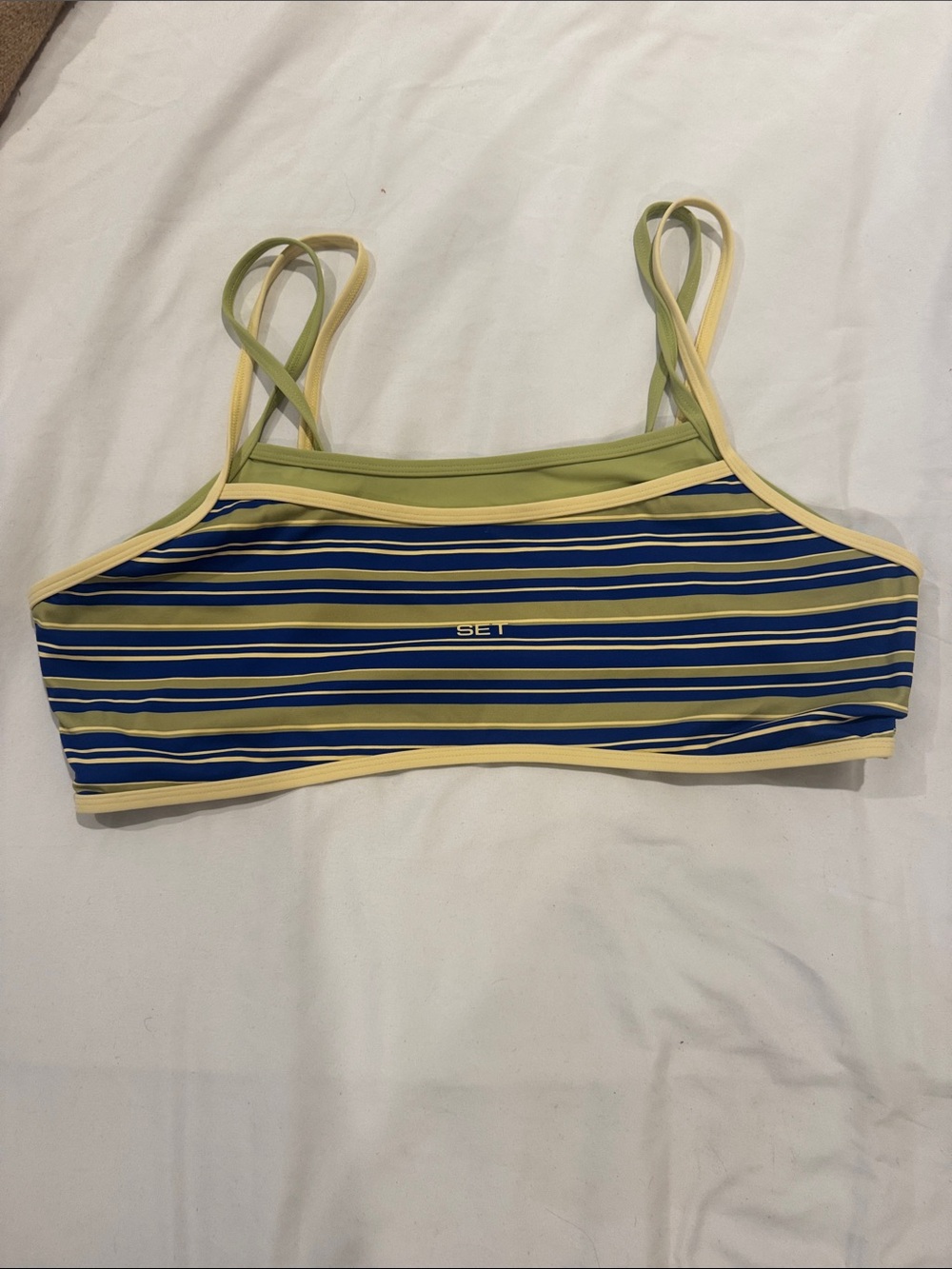 SET Active Gone Bananas Striped Blue & Green Bra